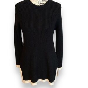 Truth Sweater Cream Tipped Crewneck Black Size S New